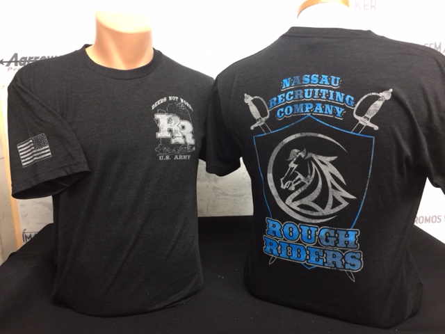 business corporate army recruiting rough riders custom printing embroidery tee shirt t-shirt tshirt tees cap caps logo