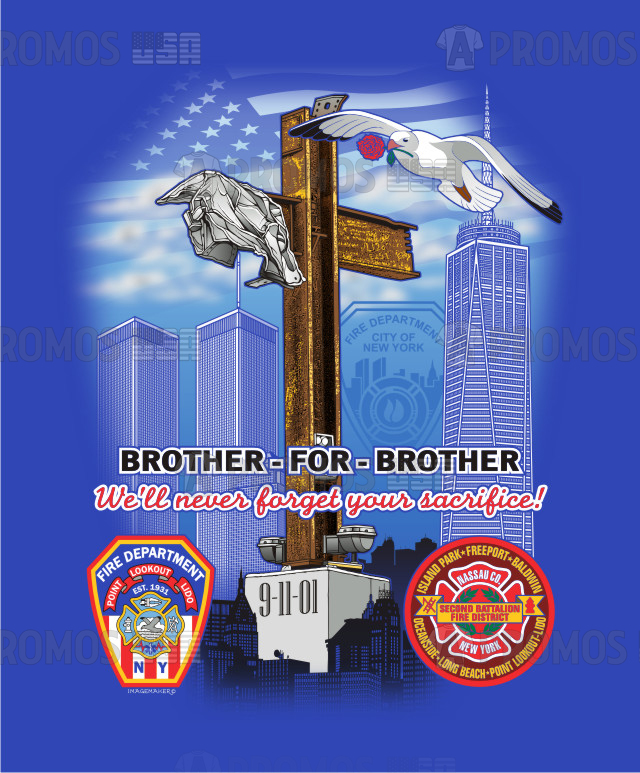first responders fire department 9/11 fallen brothers ems ambulance fundraiser custom printing embroidery tee shirt t-shirt tshirt tees cap caps logo