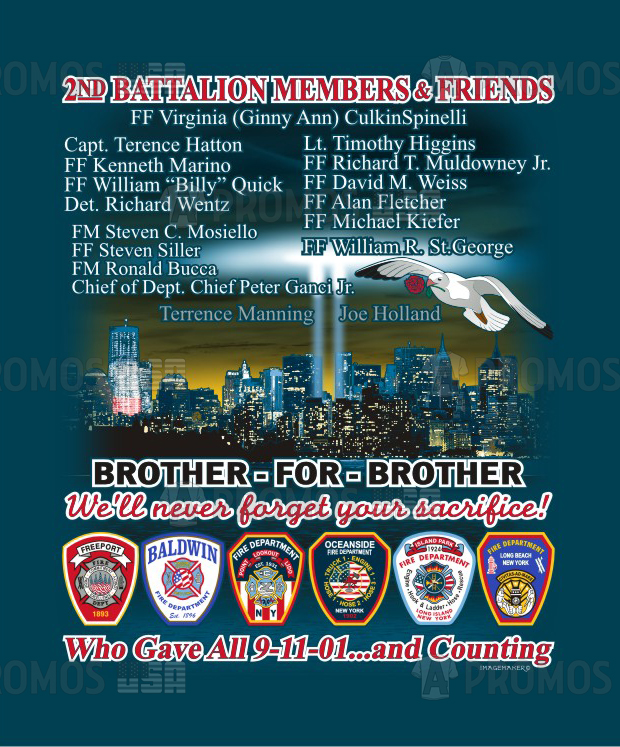 first responders fire department 9/11 fallen brothers ems ambulance fundraiser battalion patches custom printing embroidery tee shirt t-shirt tshirt tees cap caps logo