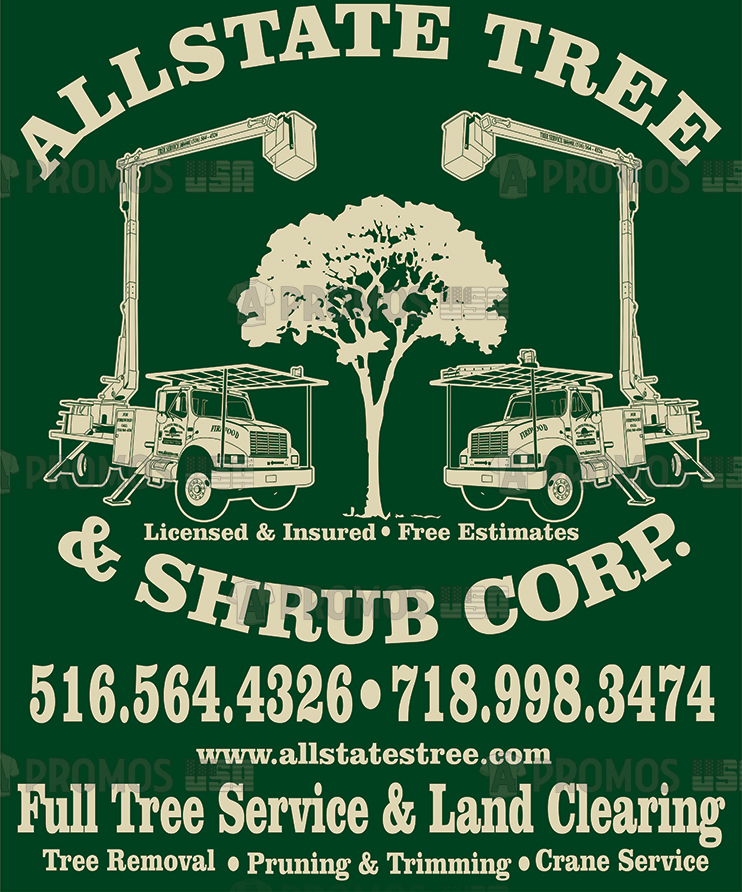landscaping landscaper lawn service tees t-shirt tshirt teeshirt caps logo screen printing and embroidery tree shrub logo