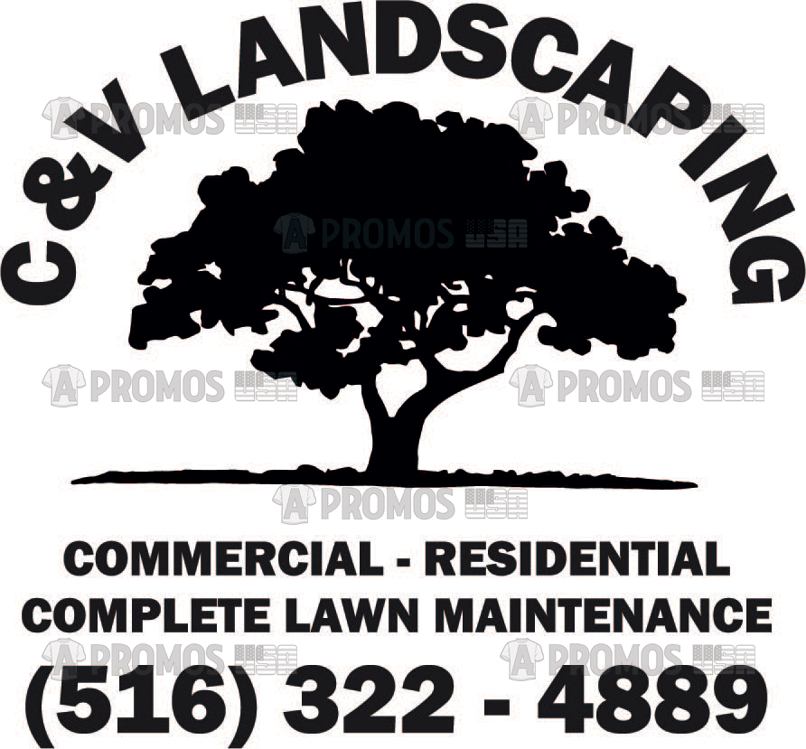 landscaping landscaper lawn service maintenance tees t-shirt tshirt teeshirt caps logo screen printing and embroidery tree logo